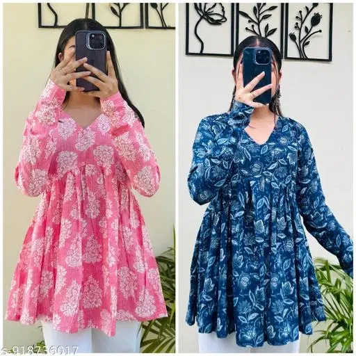 Kurti for Girls, Pack of 2 (Pink, XS)