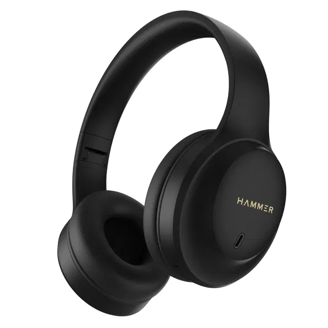 Hammer Vibe Bluetooth Headphone With Enc, 40mm Driver, Dual Pairing, 50hrs Playtime, Voice Assistant, Bt V5.4, Game Mode, Soft Cushions, Lightweight Headphones For Music, Gaming, And Calls (Black)