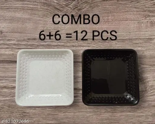 Plastic Plates for Kitchen, Multicolor, Pack of 12