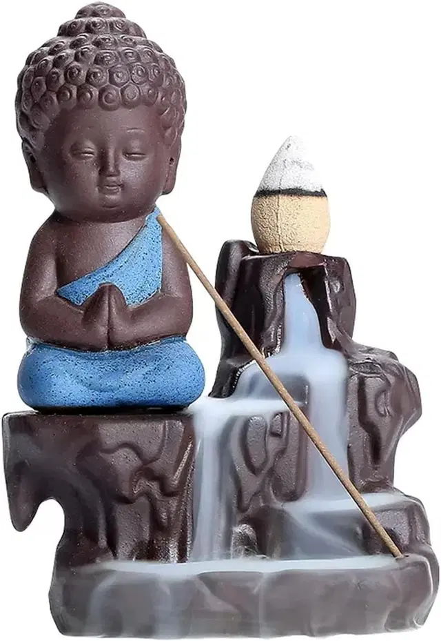 Buddha Idol Polyresin With 30 Cones 13L X 10.7W X 7.4H Cm