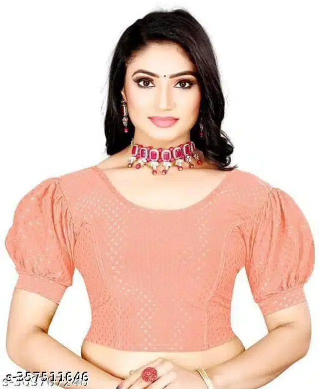 Half Sleeves Blouse for Women (Peach, 28 Alterable)