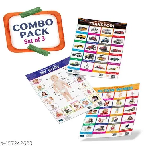 Bookford Publications My small chart My Body, Action Words & Transport (Set of 3)