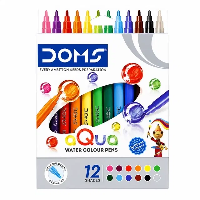 Doms Aqua 2.5Mm Watercolour Pen 12 Shades [Multicolor]