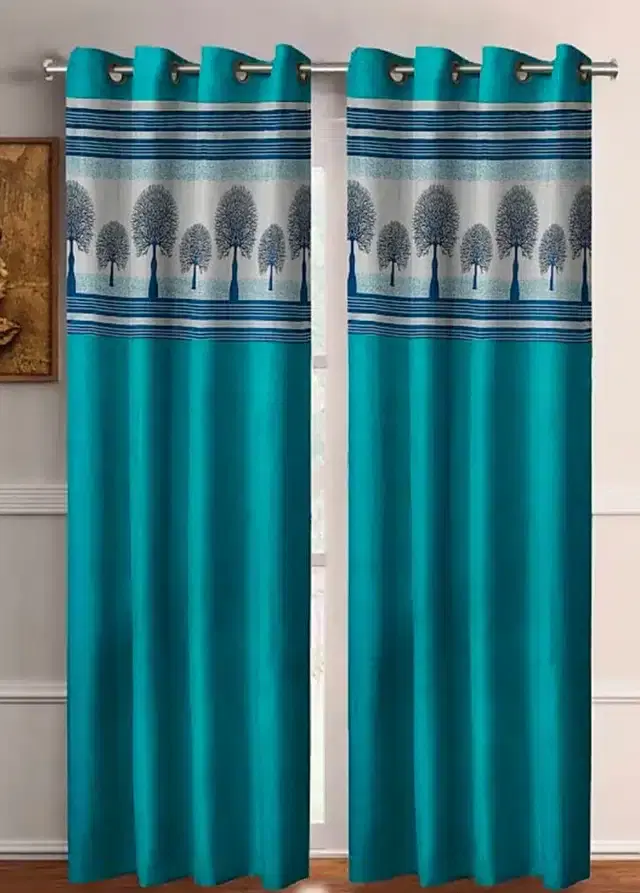 Window Curtains, Pack of 2, Aqua Blue, 5 feet