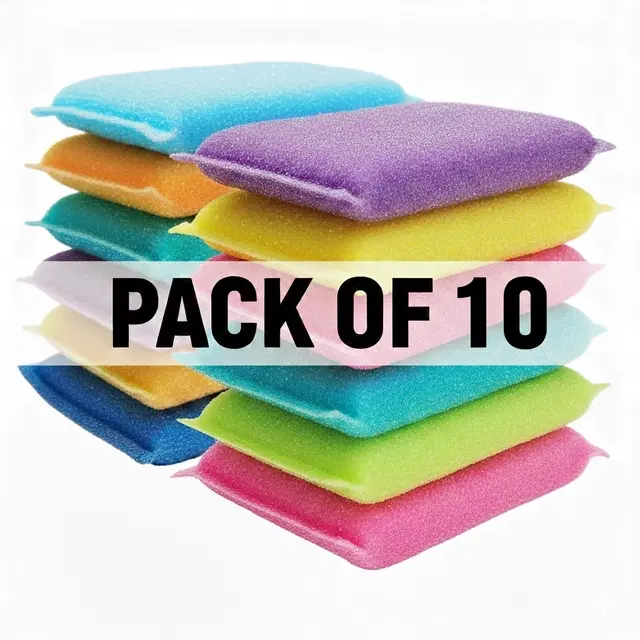 Foam Scrub Pad, Multicolour, Pack of 10