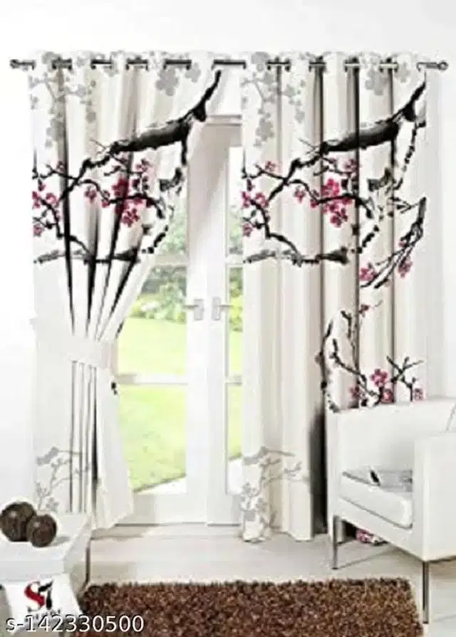 Polyester Window Curtain, Multicolor, 5 Feet, Pack of 2