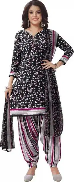 Sharda Creation Women's Dress Material (Black) (SC22)