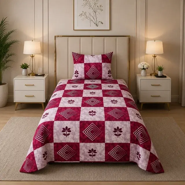 SimpleHome Microfiber Single Bedsheet Floral Maroon 60x88inch