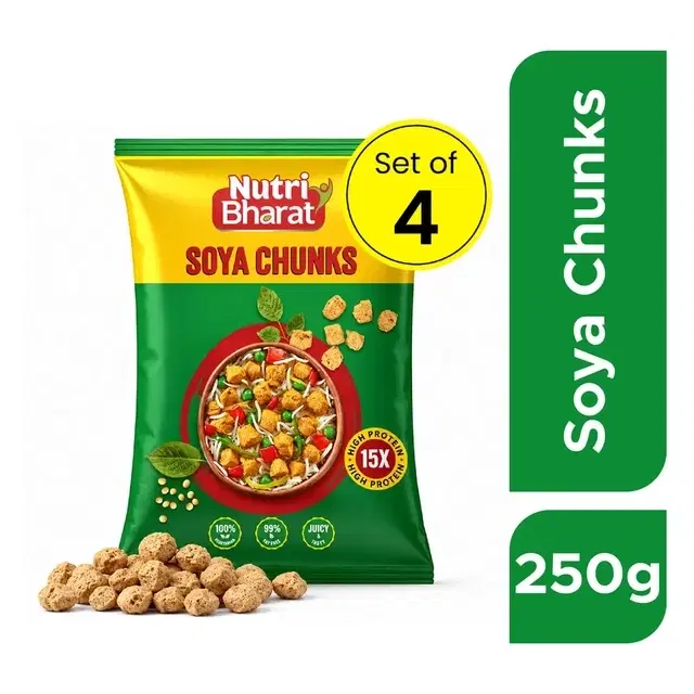 Nutri Bharat Soya Chunks 4X250 g (Set of 4)