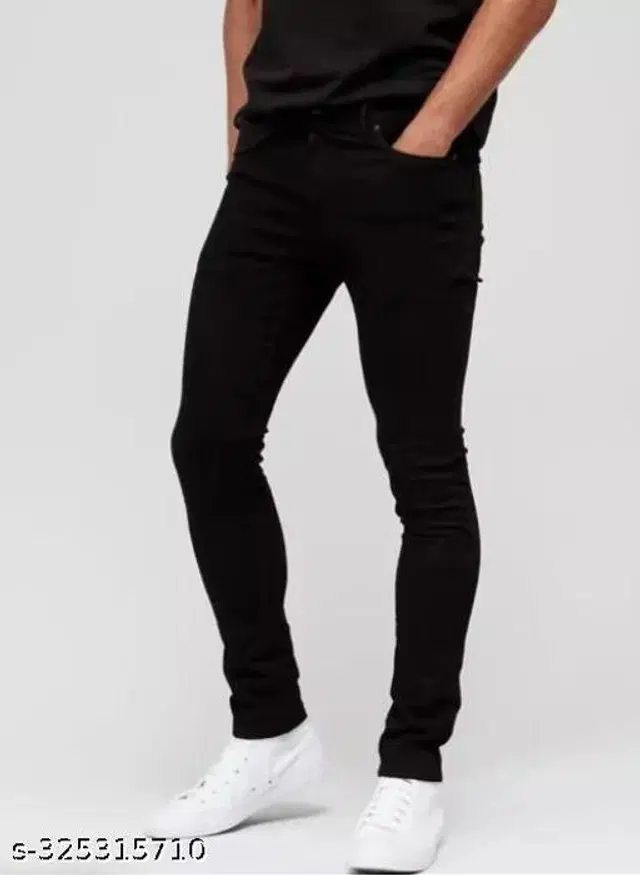 Denim Slim Fit Jeans for Men (Black, 34)