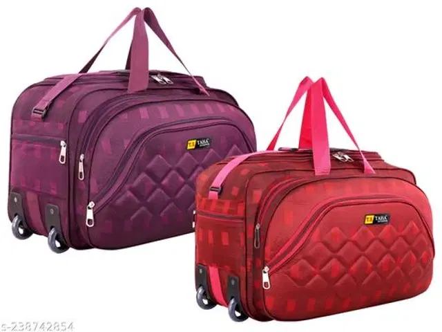 Polyester Duffel Bags, Red & Purple, Pack of 2