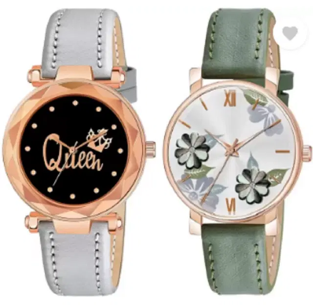Analog Watch for Women & Girls, Pack of 2 (Multicolor)