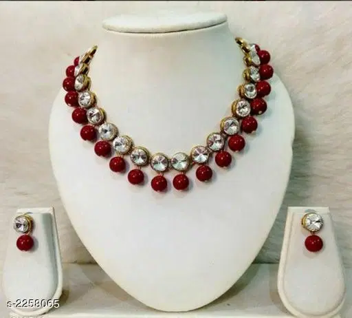 Elegant Alloy & Pearl Jewellery Set