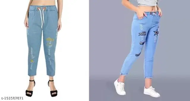 Denim Jeans for Girls, Pack of 2 (Blue, 11-12 Years)