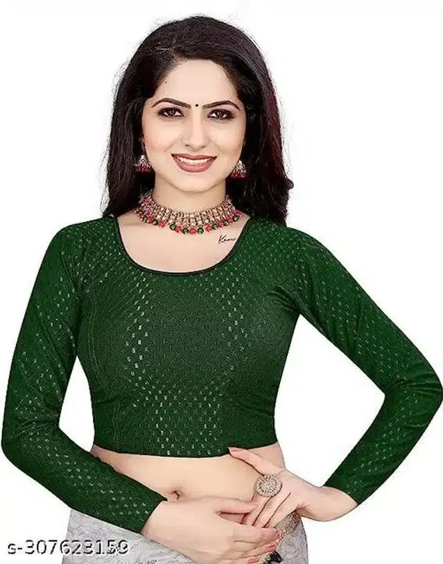 Full Sleeves Blouse for Women (Bottle Green, 28 Alterable)