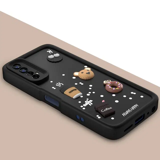 Silicone Mobile Back Cover for Realme RMX2151 / Realme_7 (Black)