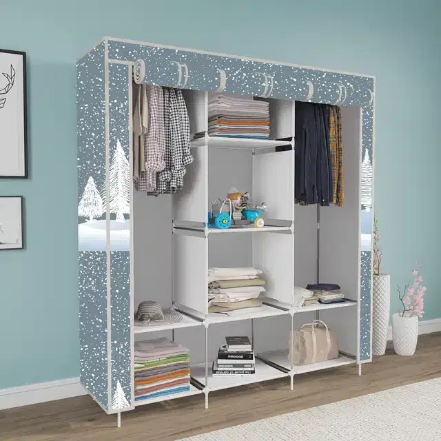 Carbon Steel 3 Door 8 Shelf Printed, Grey