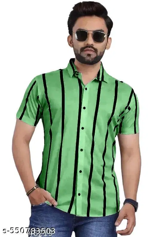 Lyrca Printed Shirt for Men (Mint Green, S)
