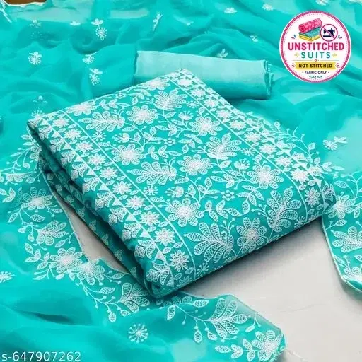 Georgette Printed Womens Unstitched Suits Multi color, (Size: 7.5 Mtr)