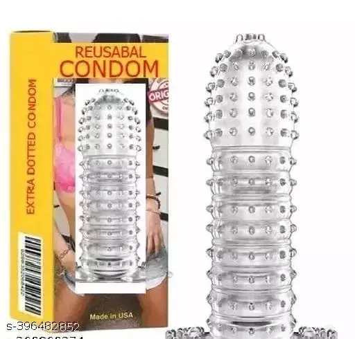 A R Silicone Crystal Dotted Condom for Men, Transparent