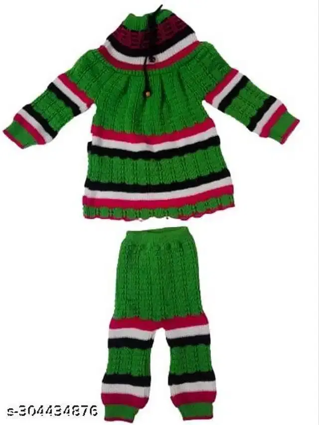 Woolen Sweater & Pant for Girls (Multicolor, 3-6 Months)