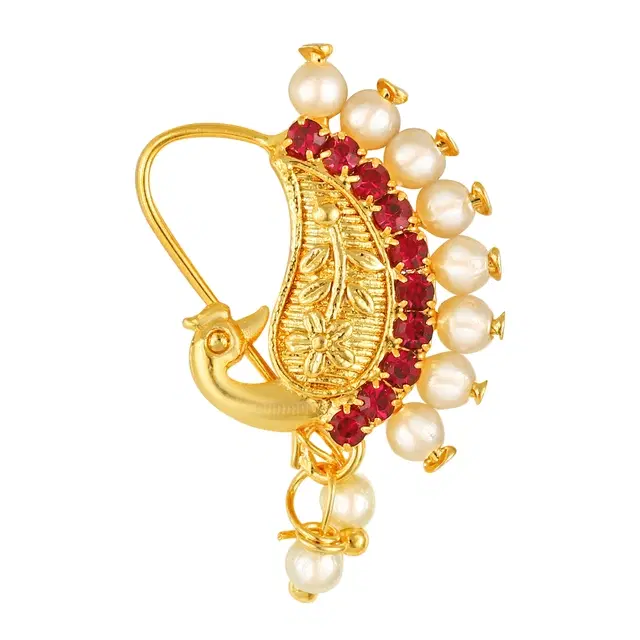 Gold Plated Designer Nosepin for Women (Multicolor)