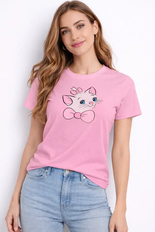 Cotton Blend Printed T-shirt for Men, Pink (S)