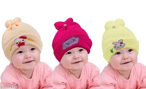 Printed Cap for Kids, Pack of 3 (Multicolor)