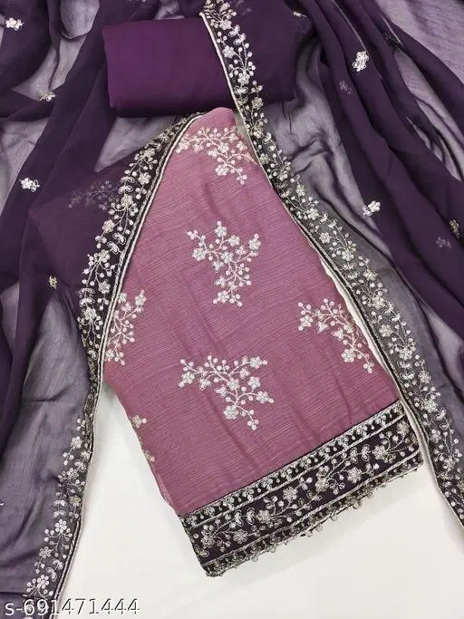 Embroidered Anarkali Suit for Women (Pink, Un Stitched)