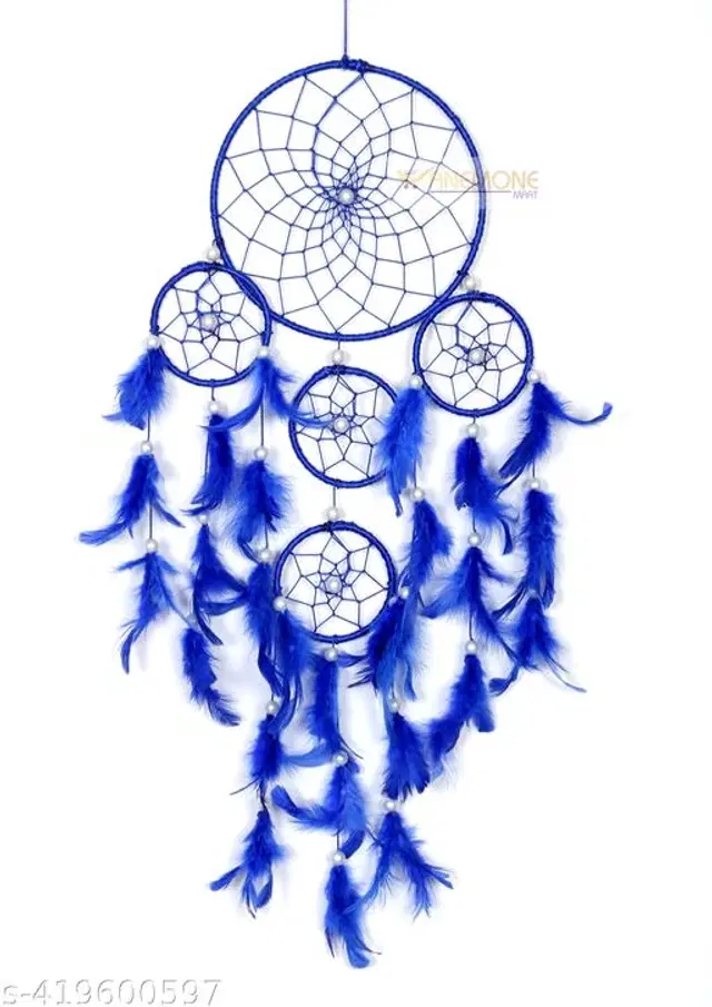 Feather Wall Hanging Dream Catcher, Blue