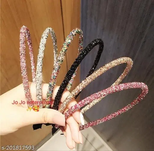 Glitter Hair Band for Women, Pack of 6 (Multicolor)