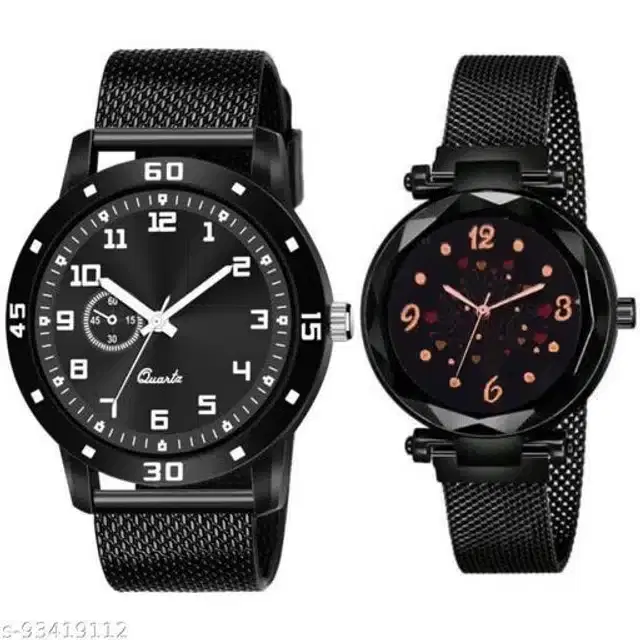 Couple Analog Watches, Set of 2 (Black)