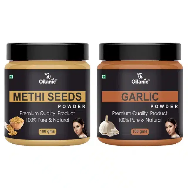 Natural Methi Seeds & Garlic Powder for Skin & Hair, Pack of 2, 100 g