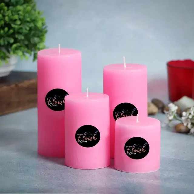 Floish Decor Premium Scented Pillar Candles, Set of 4