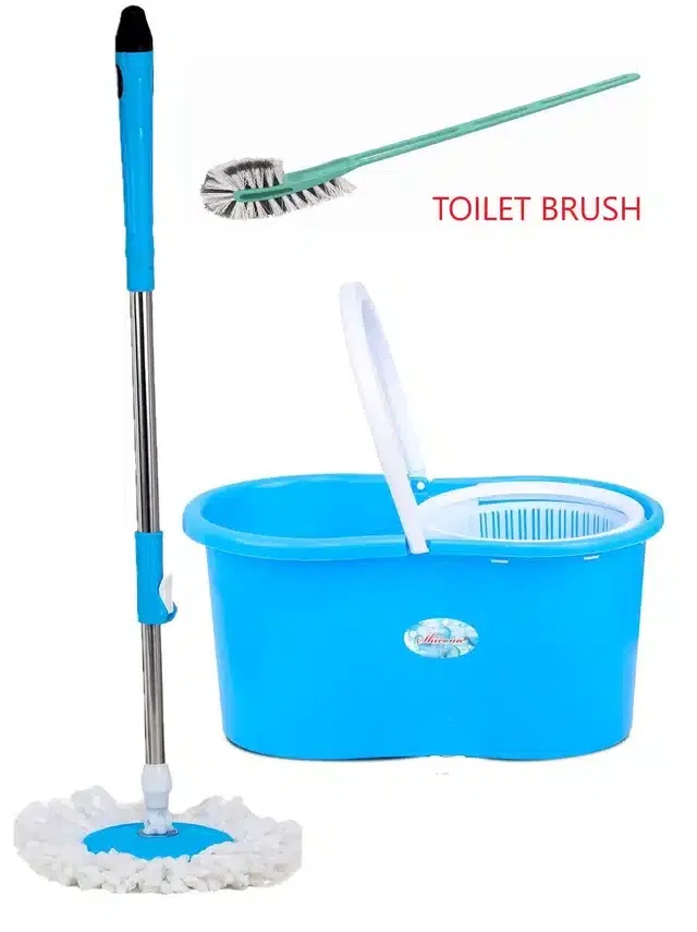 Dry Bucket Mop Set with Cleaning Brush Combo, Set of 2, Multicolor