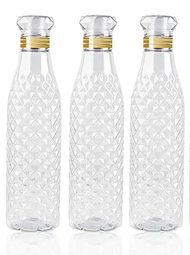 Plastic Water Bottle Set, Pack of 3, 1000 ml, White