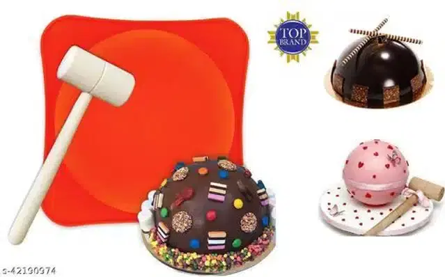 Silicone Round Bakeware Mould with Hammer, Multicolor, Set of 2
