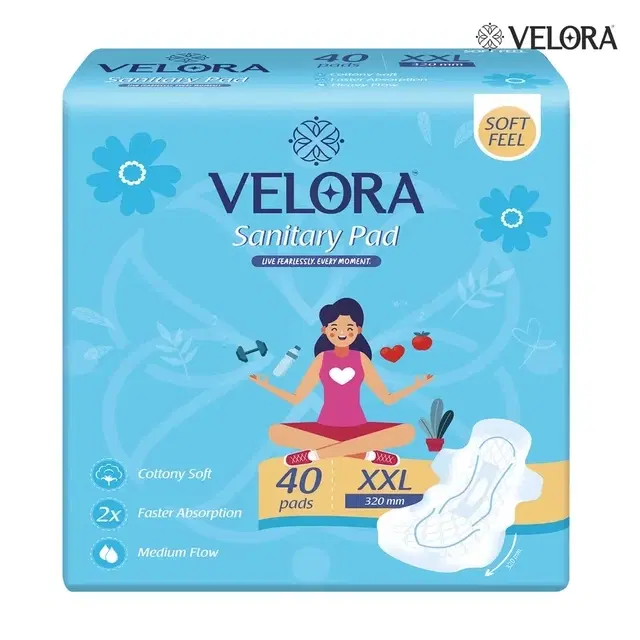 Velora Dry Feel Trifold Sanitary Pad (XXL) - 40 Pads