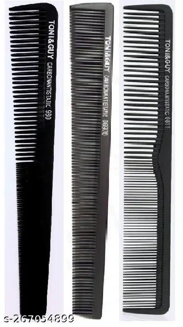 Salon Hair Comb, Black, Set of 3