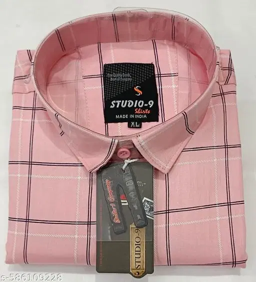 Cotton Blend Checked Shirt for Men, Pink (XXL) Pack of 1