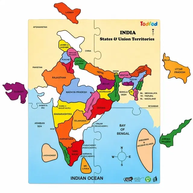TodFod Wooden India Map Jigsaw Puzzle