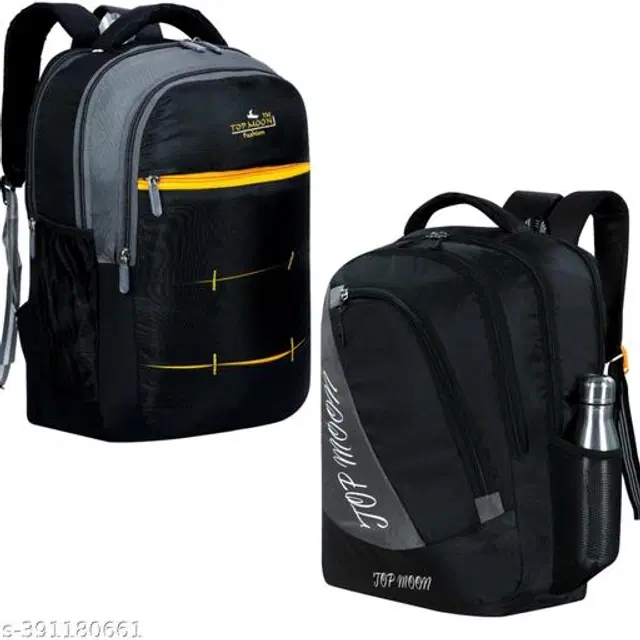 Polyester Backpack for Kids, Black, 35 L, Pack of 2