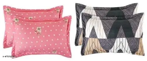 Cotton Pillow Covers, Multicolor, (18x28 inches), Pack of 4