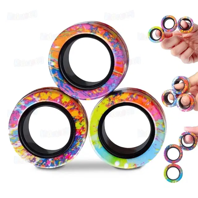 Kidology Magnetic Fidget Rings for Kids & Adults, Multicolor