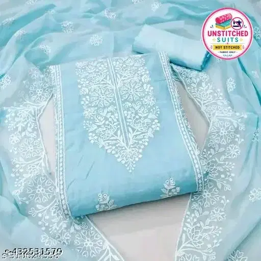 Chanderi Cotton Punjabi/All Over Suits for Women (Aqua Blue, Un Stitched)