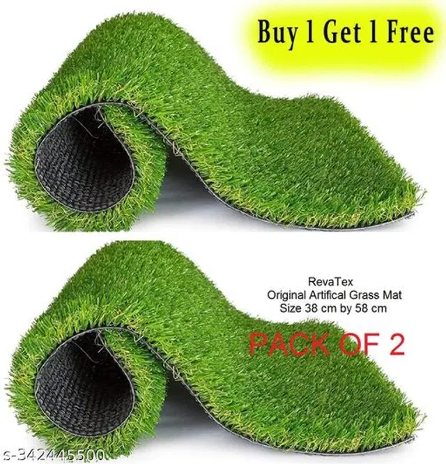Artificial Grass Doormat, Green, 45x75 cm, Pack of 2