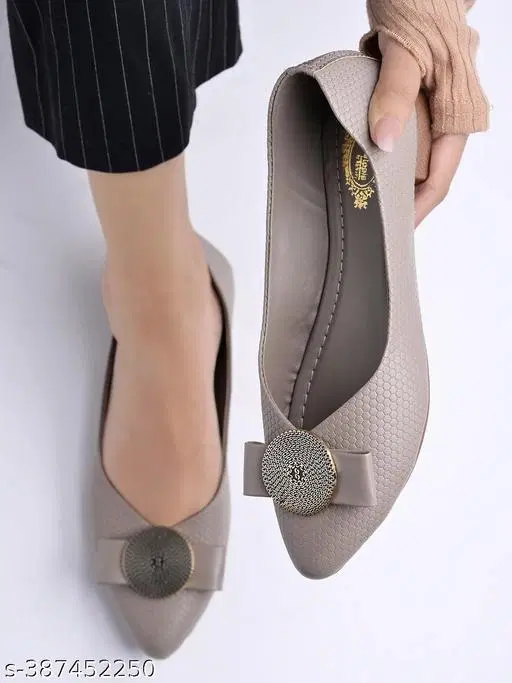 Solid Ballerinas for Women (Grey, IND-6)
