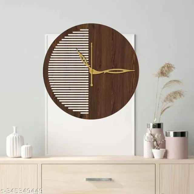 Wooden Wall Clock for Home, Brown