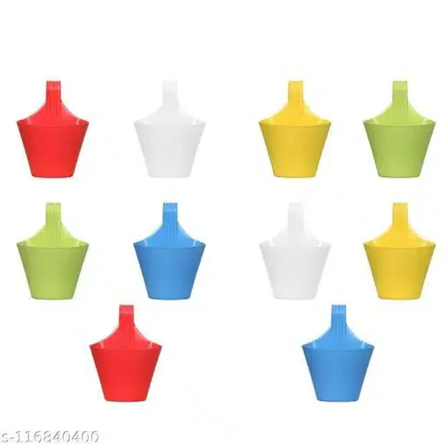 Hanging Plastic Hook Pot, Pack of 10, Multicolor