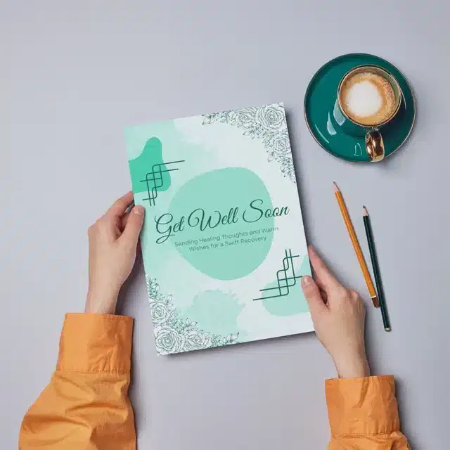 Get Well Soon Printed Card with Envelope, Multicolor, Set of 1